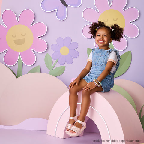 Sandália Papete Infantil Pampili Petit Borboletas Metalizada Rosa