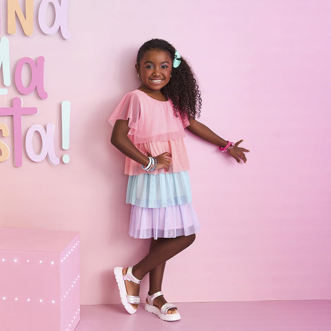 Sandália Papete Infantil Pampili Day com Glitter Flocado Prata