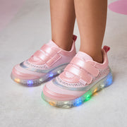 Tênis de Led Infantil Pampili Liz Luz Glitter e Strass Rosa Glacê