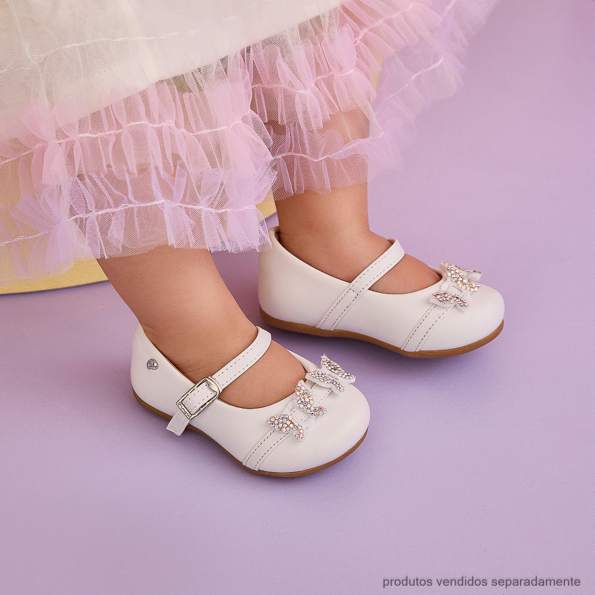 Sapato Infantil Pampili Angel Borboletas Branco