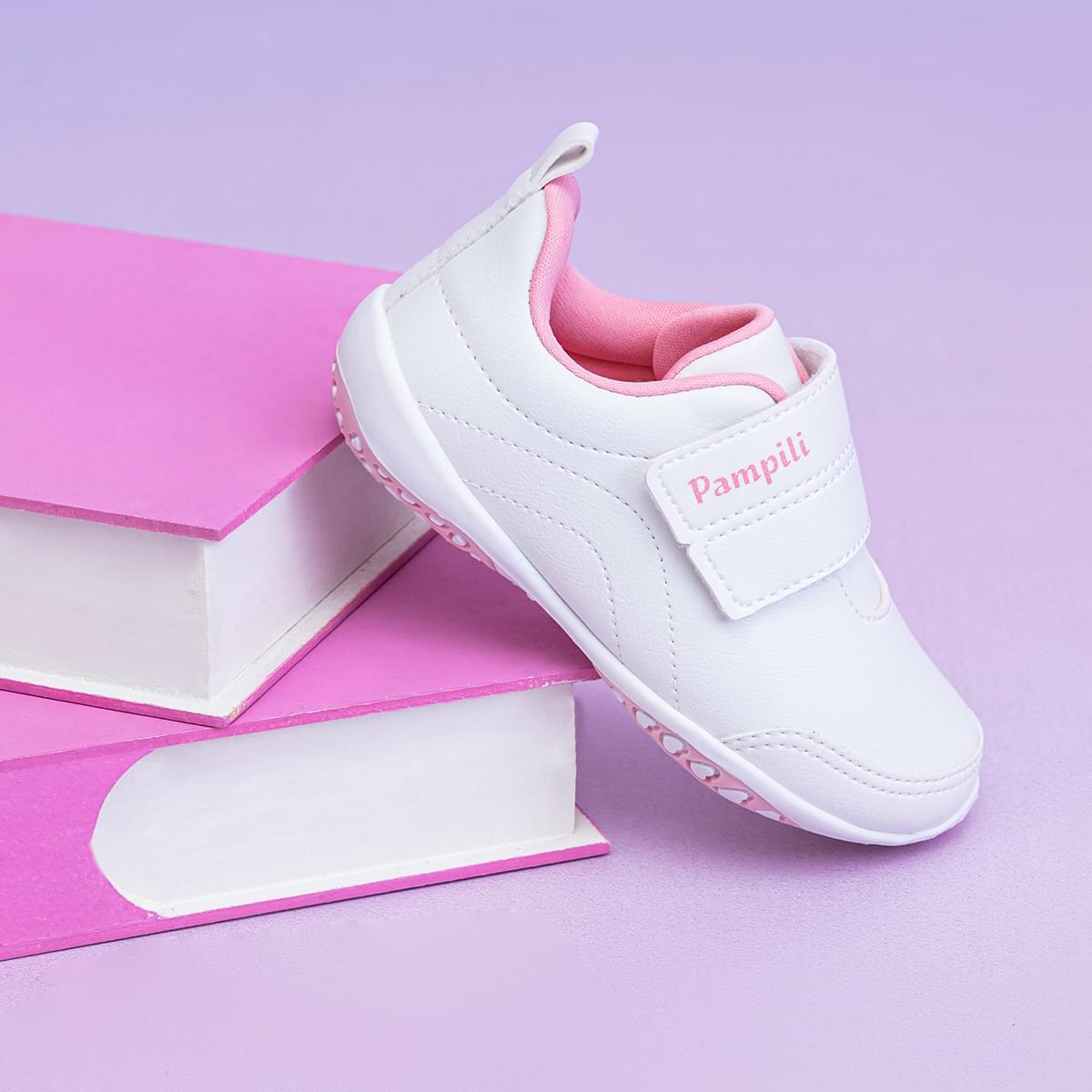 Tênis Escolar Infantil Pampili Honey Branco - Vem com Pulseira Porta Moedas
