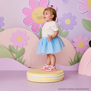 Sandália Papete Infantil Pampili Petit Listras Branca Off White Rosa