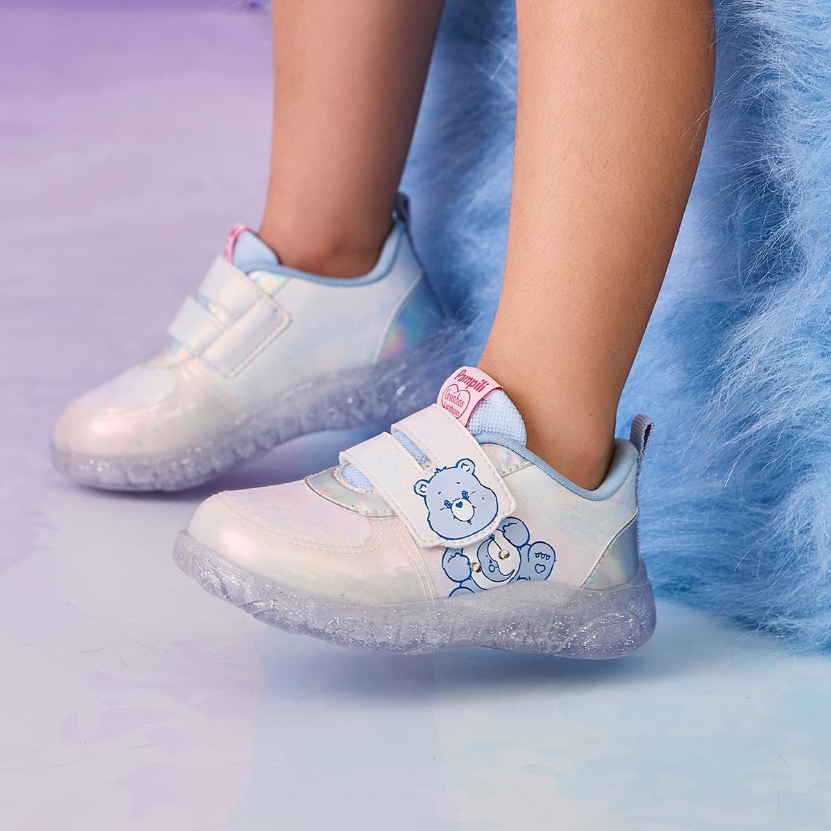 Tênis de Led Infantil Feminino Liz Luz Ursinhos Carinhosos Azul