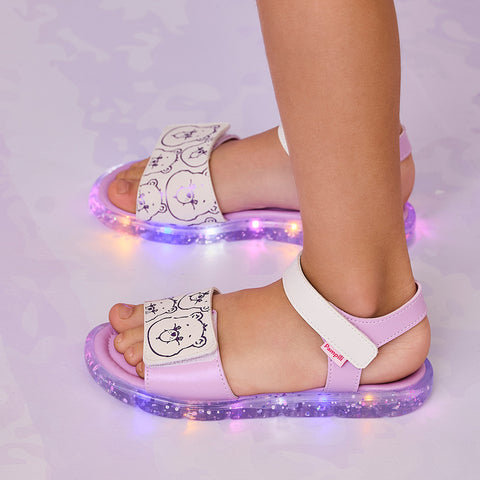 Sandália de Led Infantil Pampili Lulli Ursinhos Carinhosos Lilás