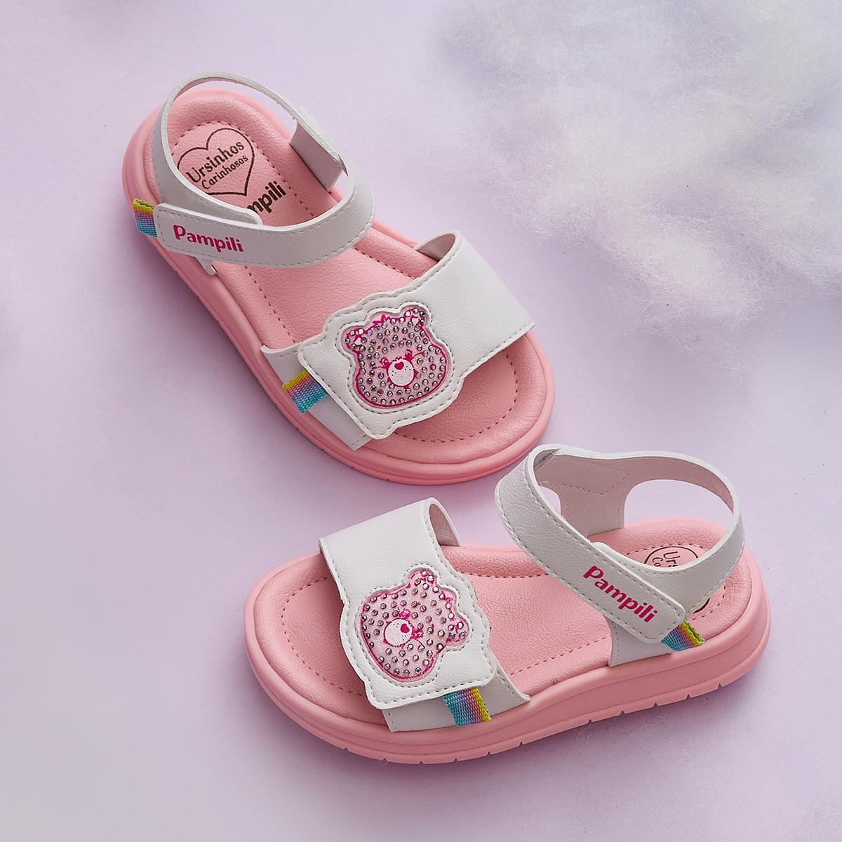 Sandália Papete Infantil Pampili Petit Ursinhos Carinhosos Rosa