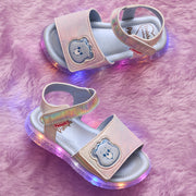 Sandália de Led Infantil Pampili Mini Ursinhos Carinhosos Azul