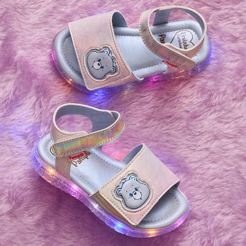 Sandália de Led Infantil Pampili Mini Ursinhos Carinhosos Azul