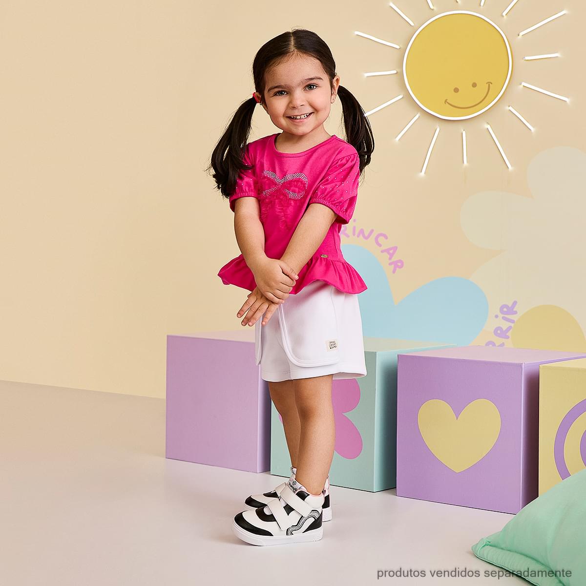 Camiseta Infantil Pampili com Laço Pink