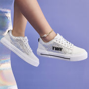 Tênis Feminino TWN Space Com Glitter Flocado Branco