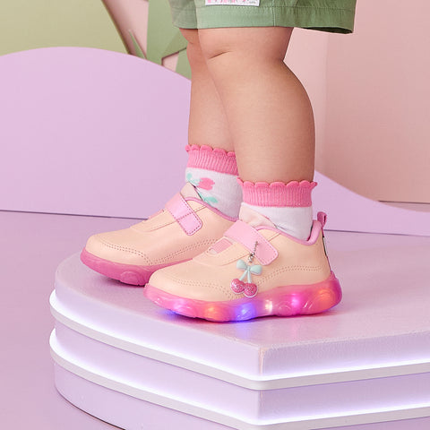 Tênis de Led Infantil Pampili Liz Luz Cereja Colorido