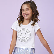 Camiseta Infantil Pampili Sorria Strass Branca