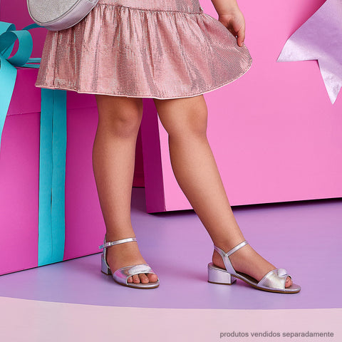Sandália Infantil com Salto Pampili Fancy Esféra Cromada Prata