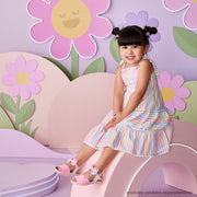 Sandália Infantil Espadrille Pampili Lala Listras Rosa e Azul