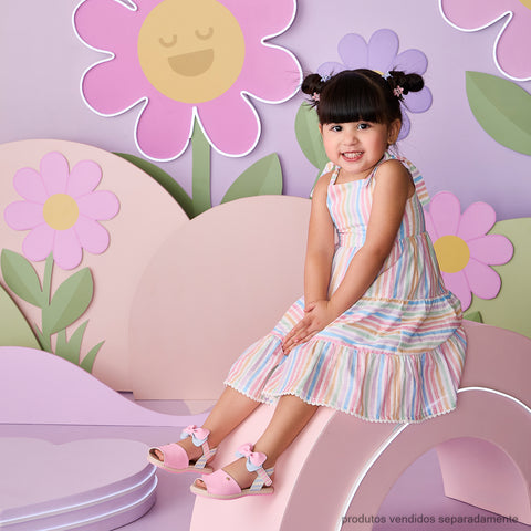 Sandália Infantil Espadrille Pampili Lala Listras Rosa e Azul