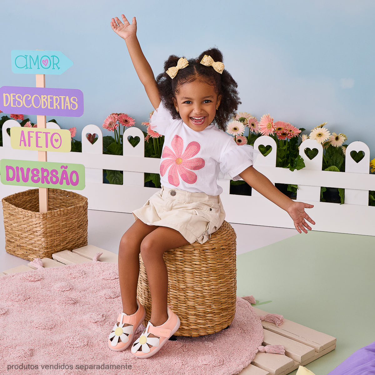 Tênis Infantil Pampili Mini Sophie com Flor Laranja