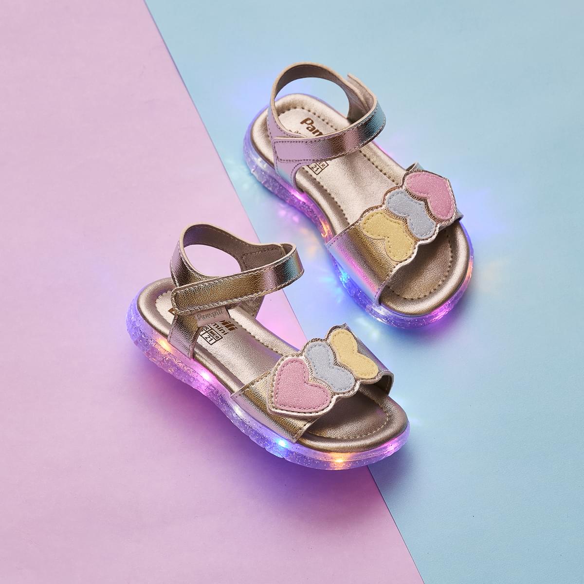 Sandália de Led Infantil Pampili Mini Metalizada Prata