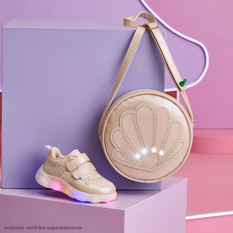 Bolsa de Led Infantil Pampili Concha Nude Perolada