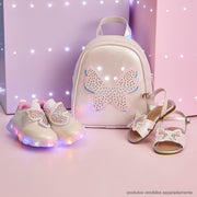 Tênis de Led Infantil Feminino Liz Luz Asa de Borboleta com Strass Branco