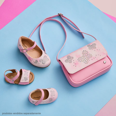 Bolsa Infantil Pampili Borboletas com Glitter Rosa