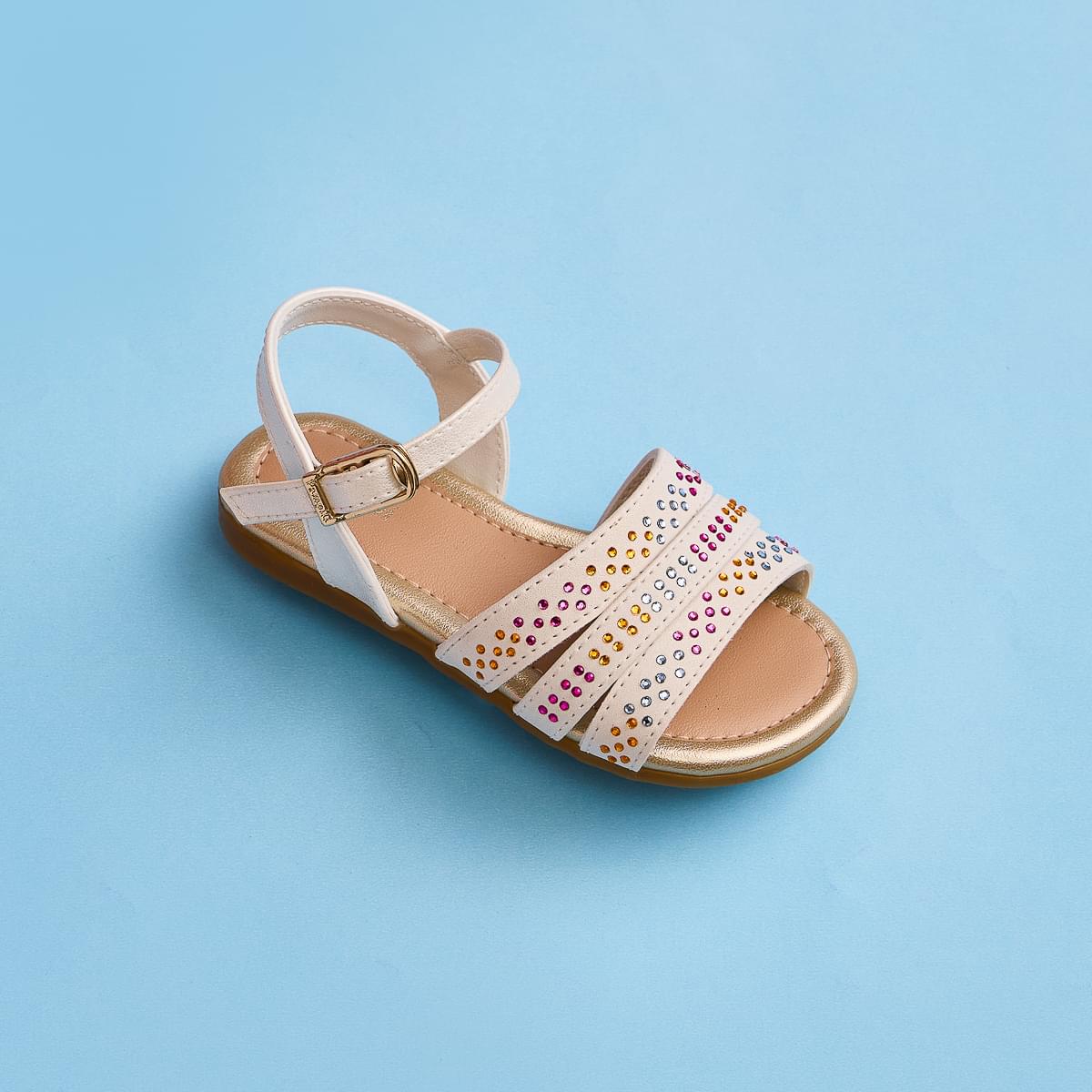 Sandália Infantil Pampili Mili com Strass Colorido Branca