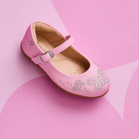 Sapato Infantil Pampili Bailarina Borboleta e Glitter Rosa
