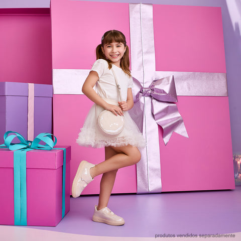 Tênis de Led Infantil Pampili Concha Nude