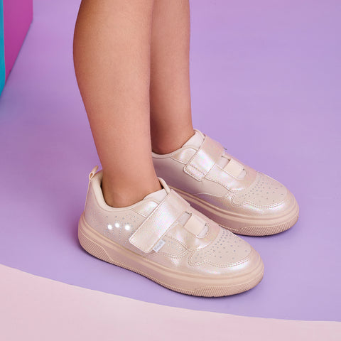 Tênis de Led Infantil Pampili Concha Nude