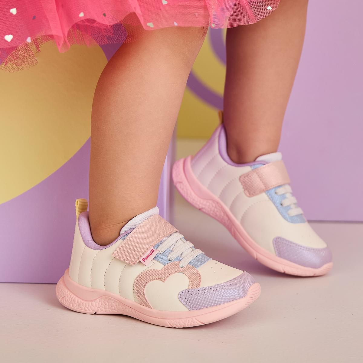 Tênis Infantil Feminino Mini Soft Coração Branco Colorido
