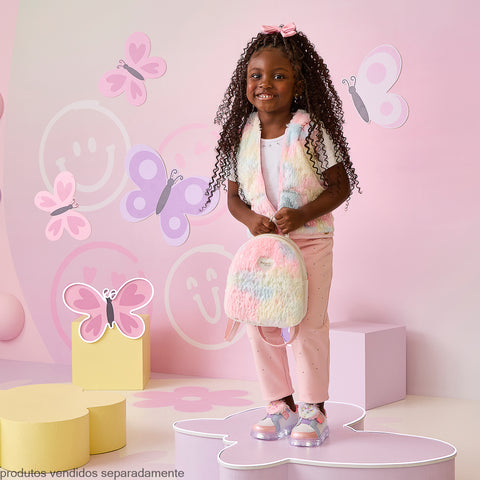 Tênis de Led Infantil Feminino Pelúcia Unicórnio Candy Colors
