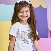 Camiseta Infantil Pampili Corações de Strass Branca