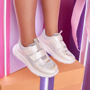 Tênis Infantil Feminino Bubble Fios de Brilho Branco