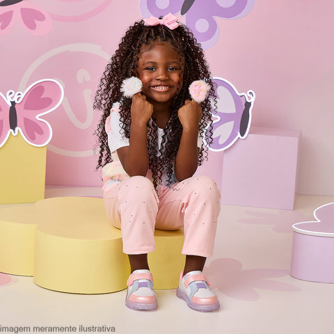Tênis de Led Infantil Feminino Pelúcia Unicórnio Candy Colors