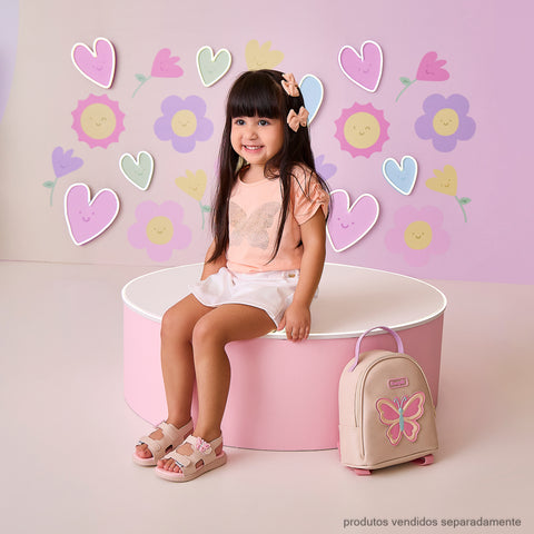 Camiseta Infantil Pampili com Borboleta Pêssego