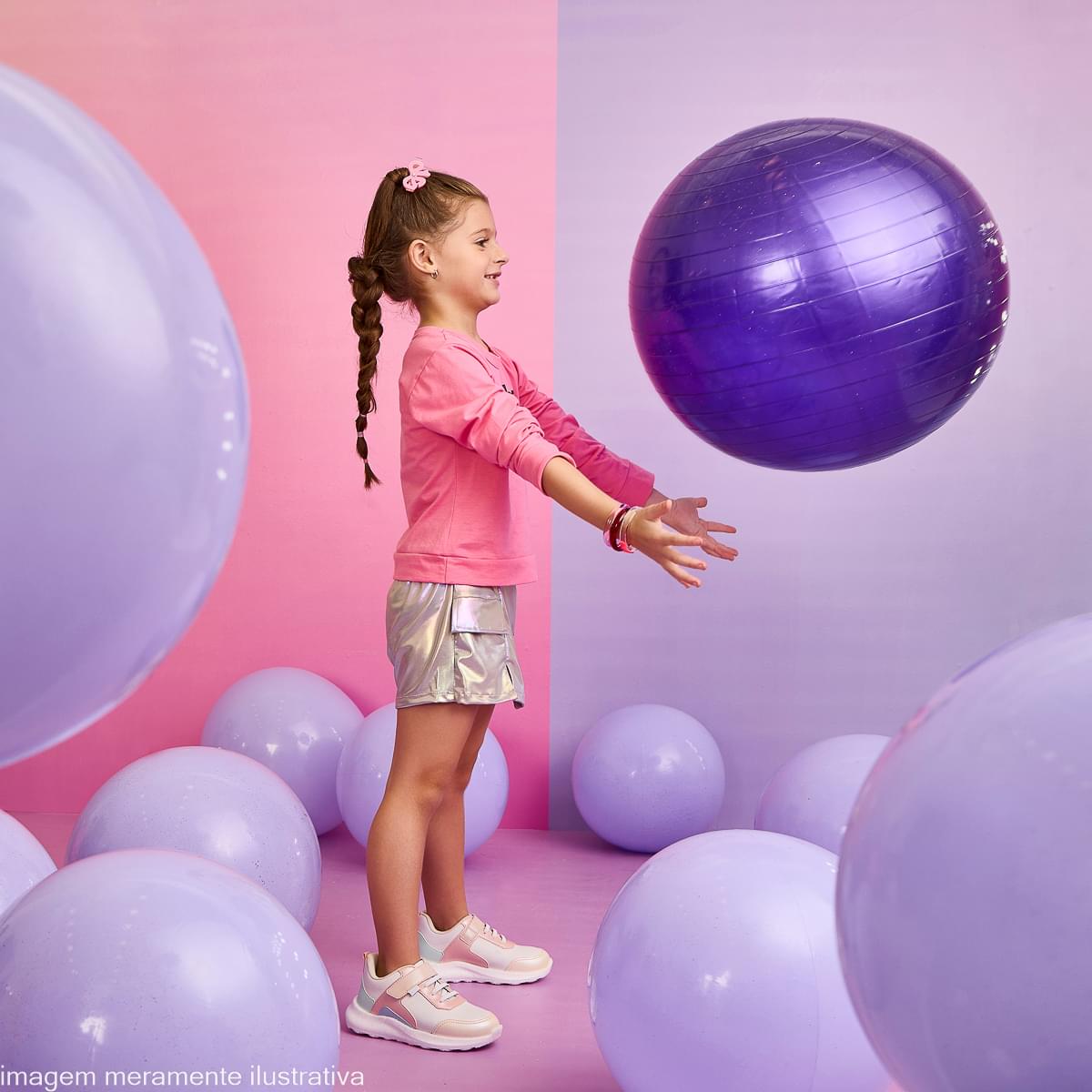 Short Saia Infantil Feminino Mini Prata Holográfico