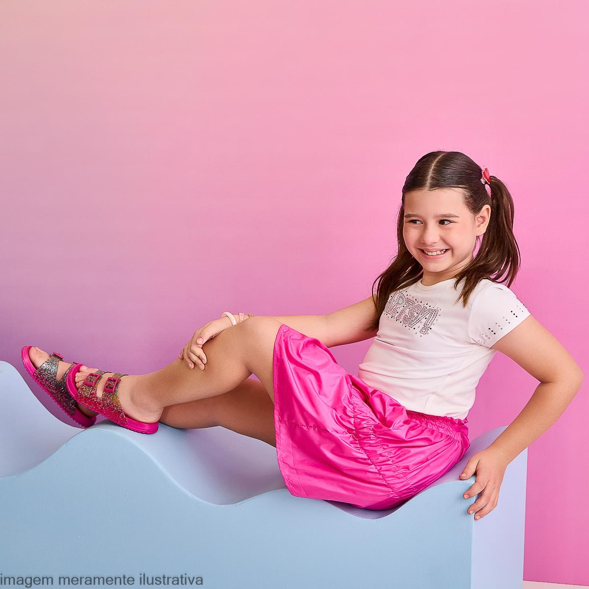 Saia Infantil Feminina Nylon Pink
