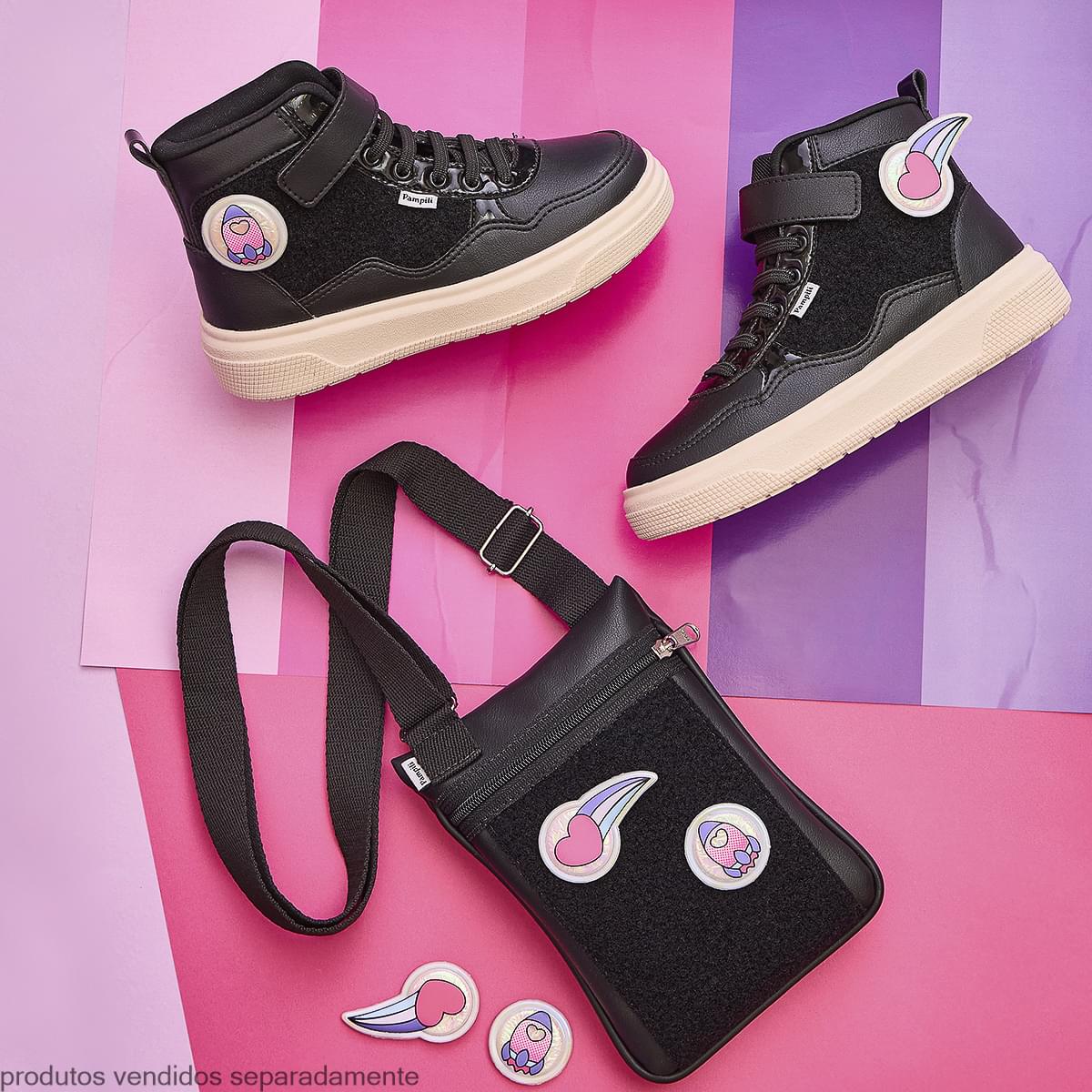 Tênis Infantil Feminino XP24 Patchs Preto