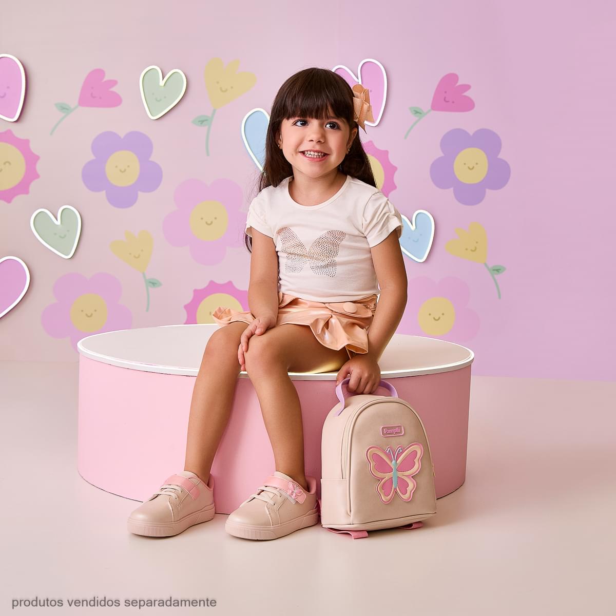Camiseta Infantil Pampili com Borboleta Off White