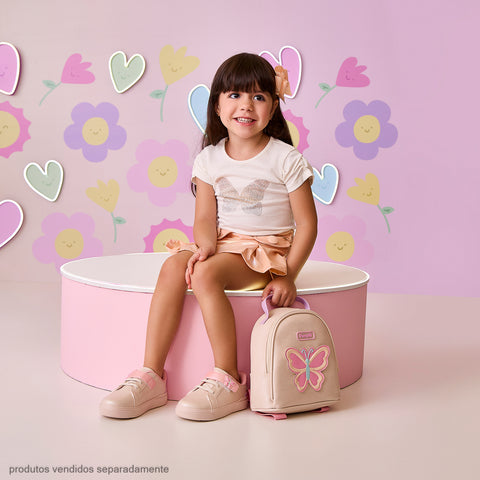 Camiseta Infantil Pampili com Borboleta Off White
