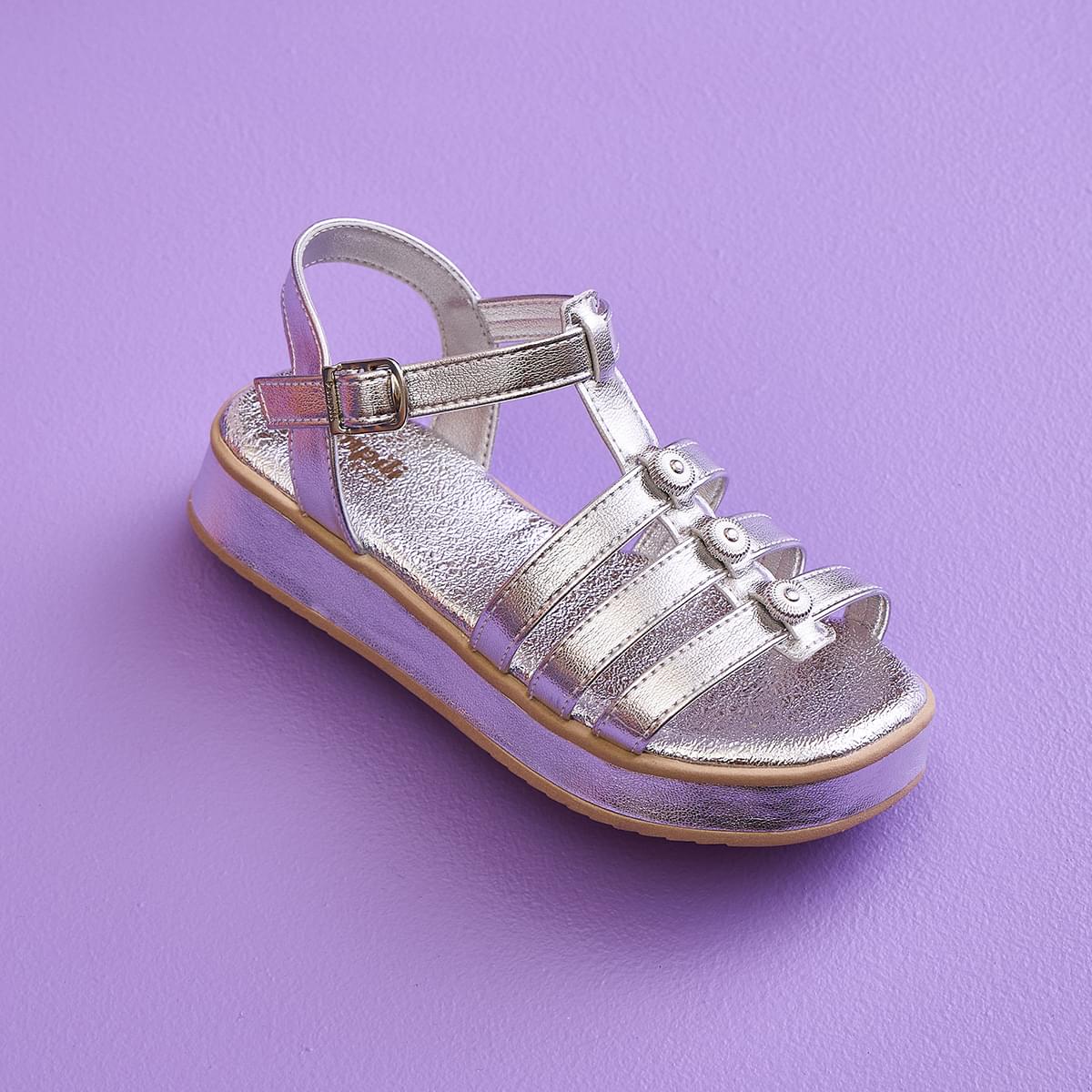Sandália Infantil Feminina Alana Flatform Gladiadora Prata