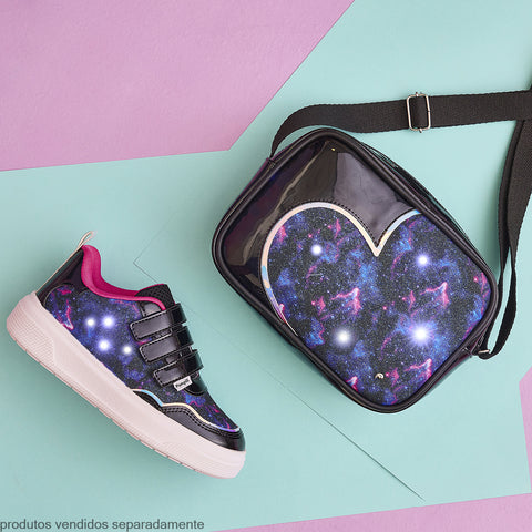 Tênis de Led Infantil Feminino Pampili XP 24 Galáxia Preto