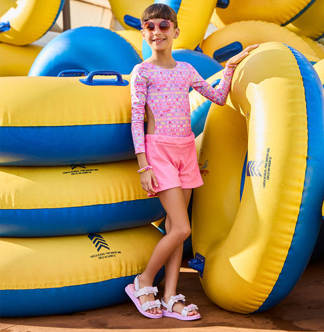 Maiô Infantil Pampili Manga Longa Candy Lilás