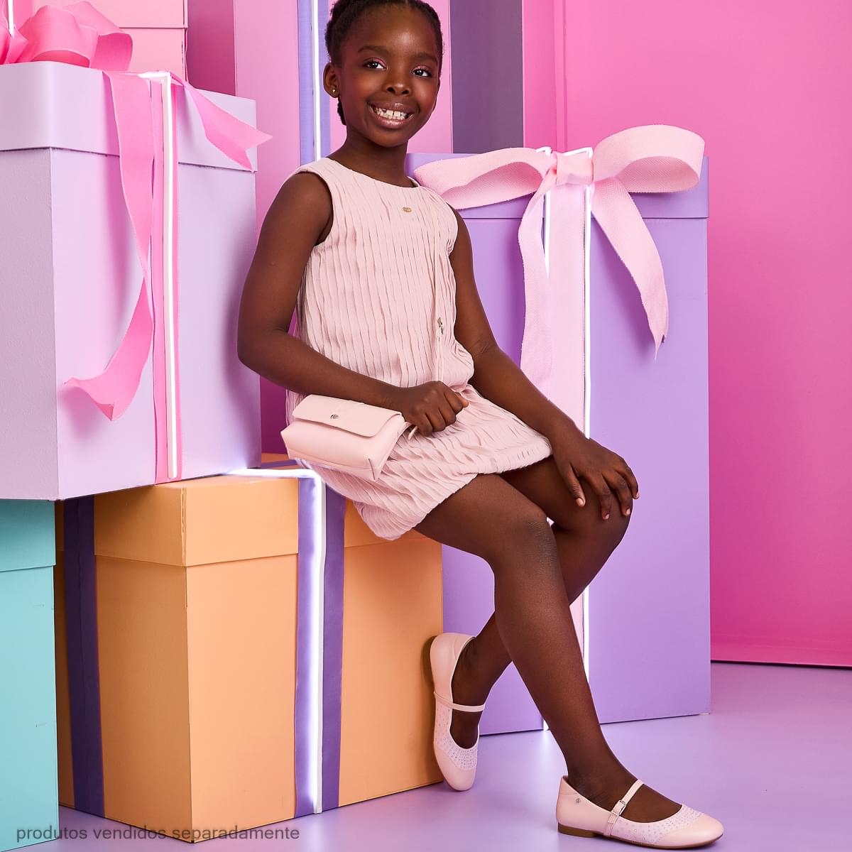 Sapatilha Infantil Feminina Ballet Glitter com Strass Rosa