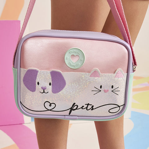 Bolsa Tiracolo Infantil Pampili Pets Colorida