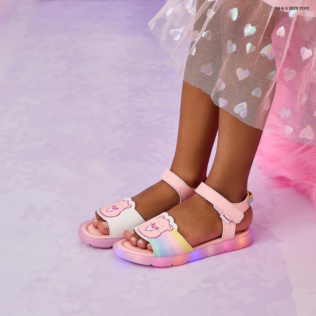 Sandália de Led Infantil Pampili Lulli Ursinhos Carinhosos Rosa