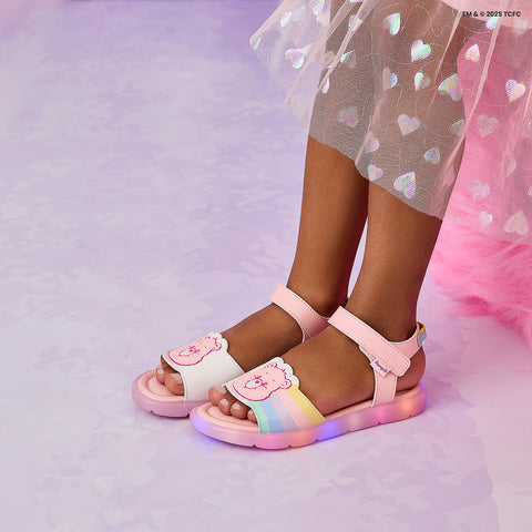 Sandália de Led Infantil Pampili Lulli Ursinhos Carinhosos Rosa