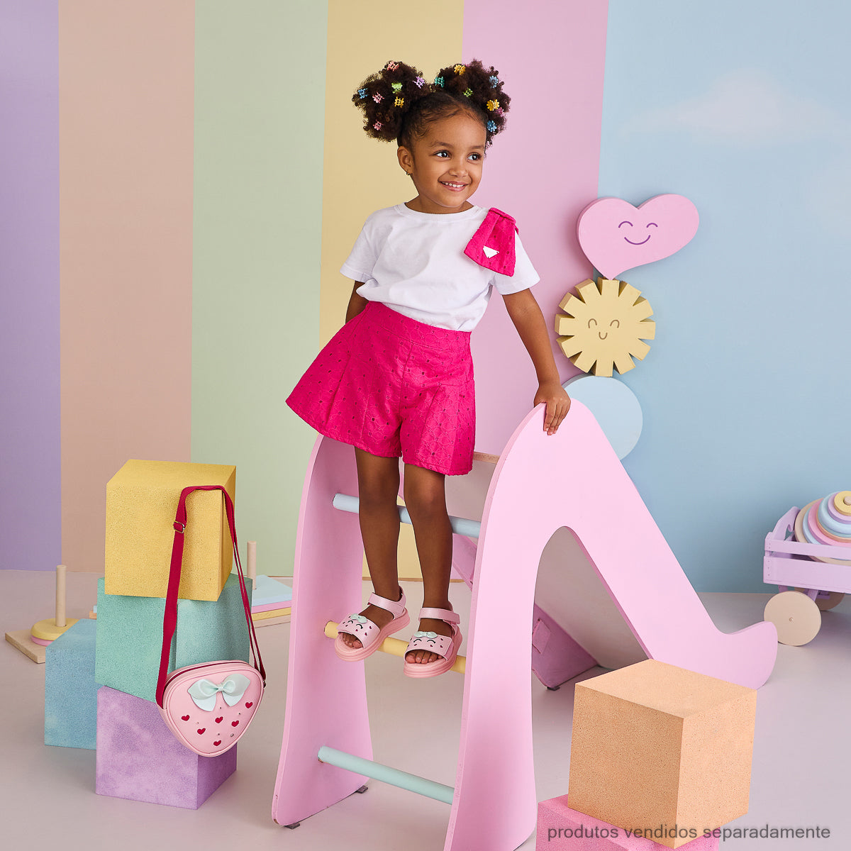 Sandália Papete Infantil Pampili Petit Frutinhas Morango Rosa