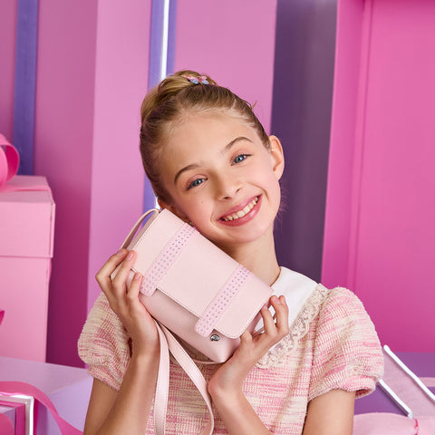 Bolsa Infantil Pampili Faixas com Strass Rosa