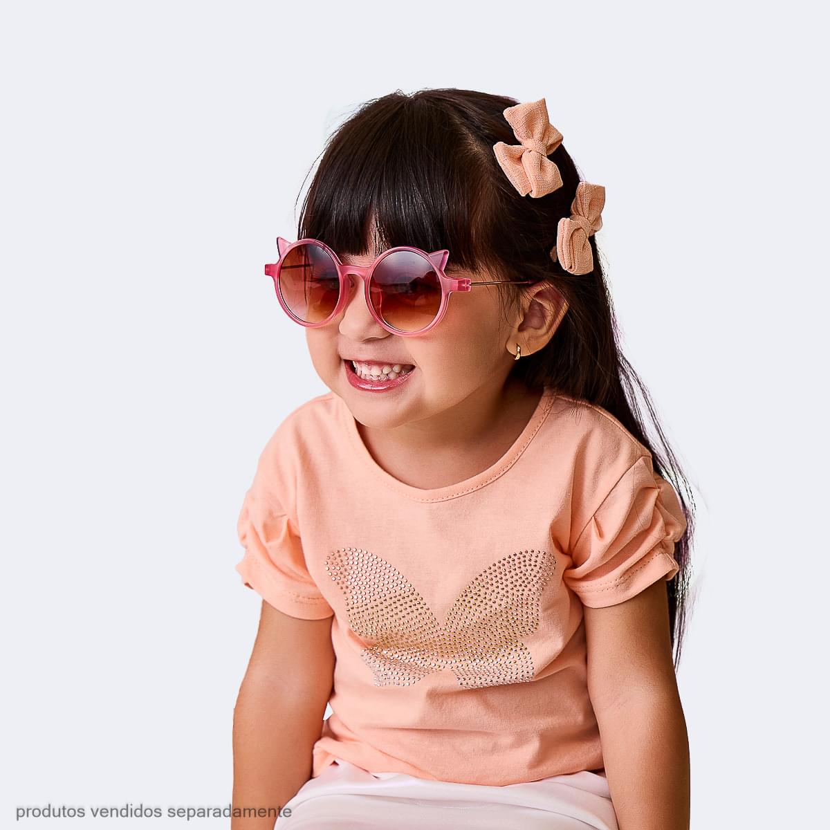 Camiseta Infantil Pampili com Borboleta Pêssego
