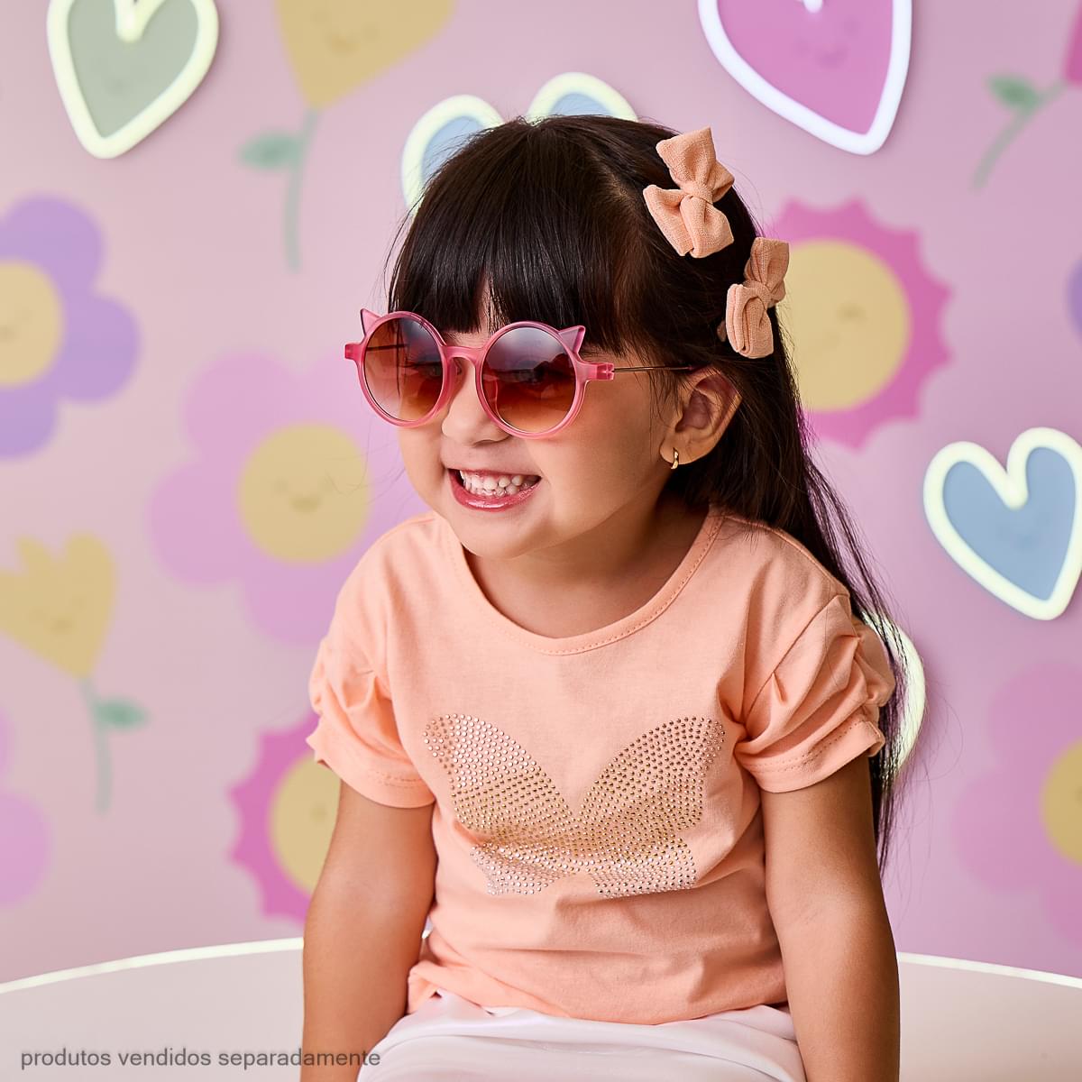 Camiseta Infantil Pampili com Borboleta Pêssego