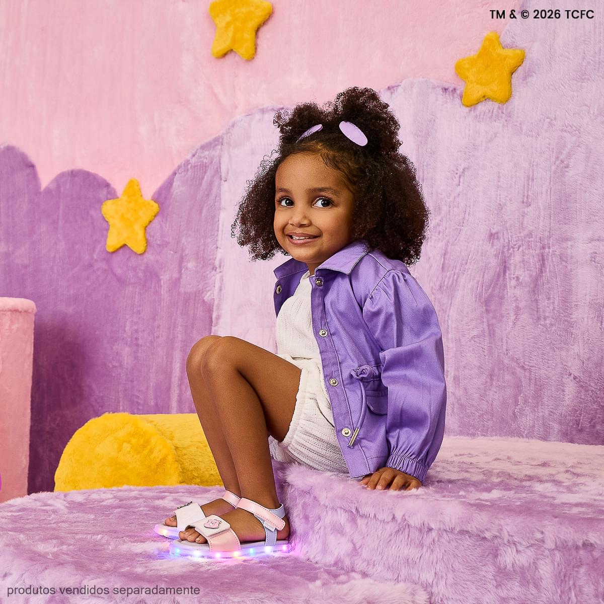 Sandália de Led Infantil Pampili Lulli Ursinhos Carinhosos Glitter Colorida